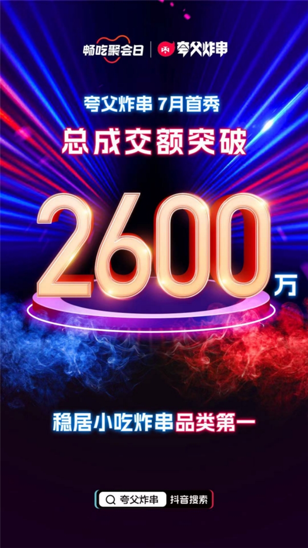 2600萬(wàn)！夸父炸串抖音全國(guó)首播刷新品類成交額記錄|餐飲界